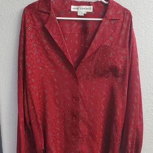 Kasper 100% Silk Button Down Vintage Blouse Size 10